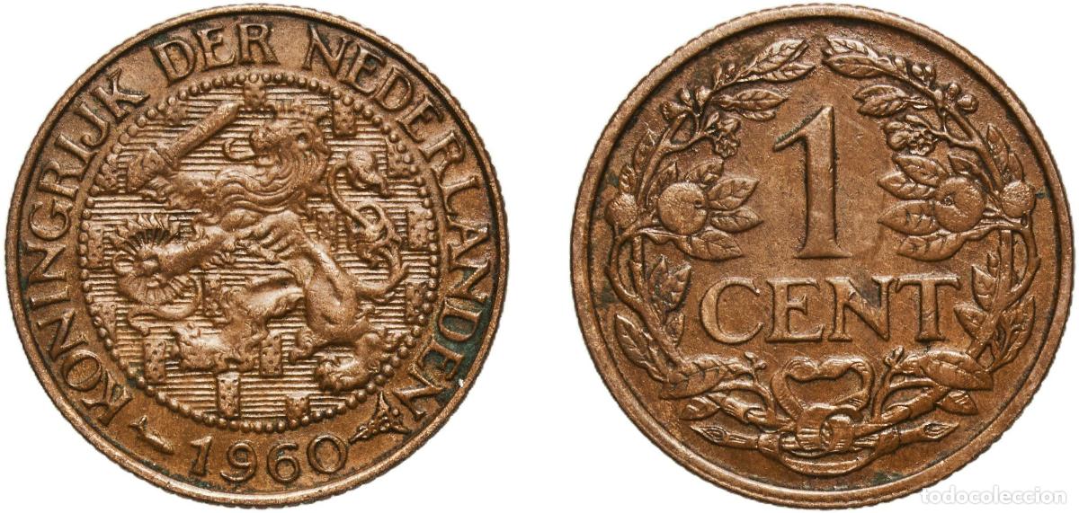 Monedas antiguas de Am&eacute;rica: Suriname Dutch colony 1960 1 Cent Bronze Utrecht Mint (1200000) 2.49g AU CNO 77.1