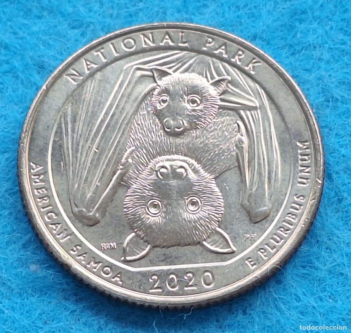 Monedas antiguas de Am&eacute;rica: Moneda Estados Unidos. USA. Quarter dolar. A&ntilde;o 2020. National Park, American Samoa. D. MURCI&Eacute;LAGOS