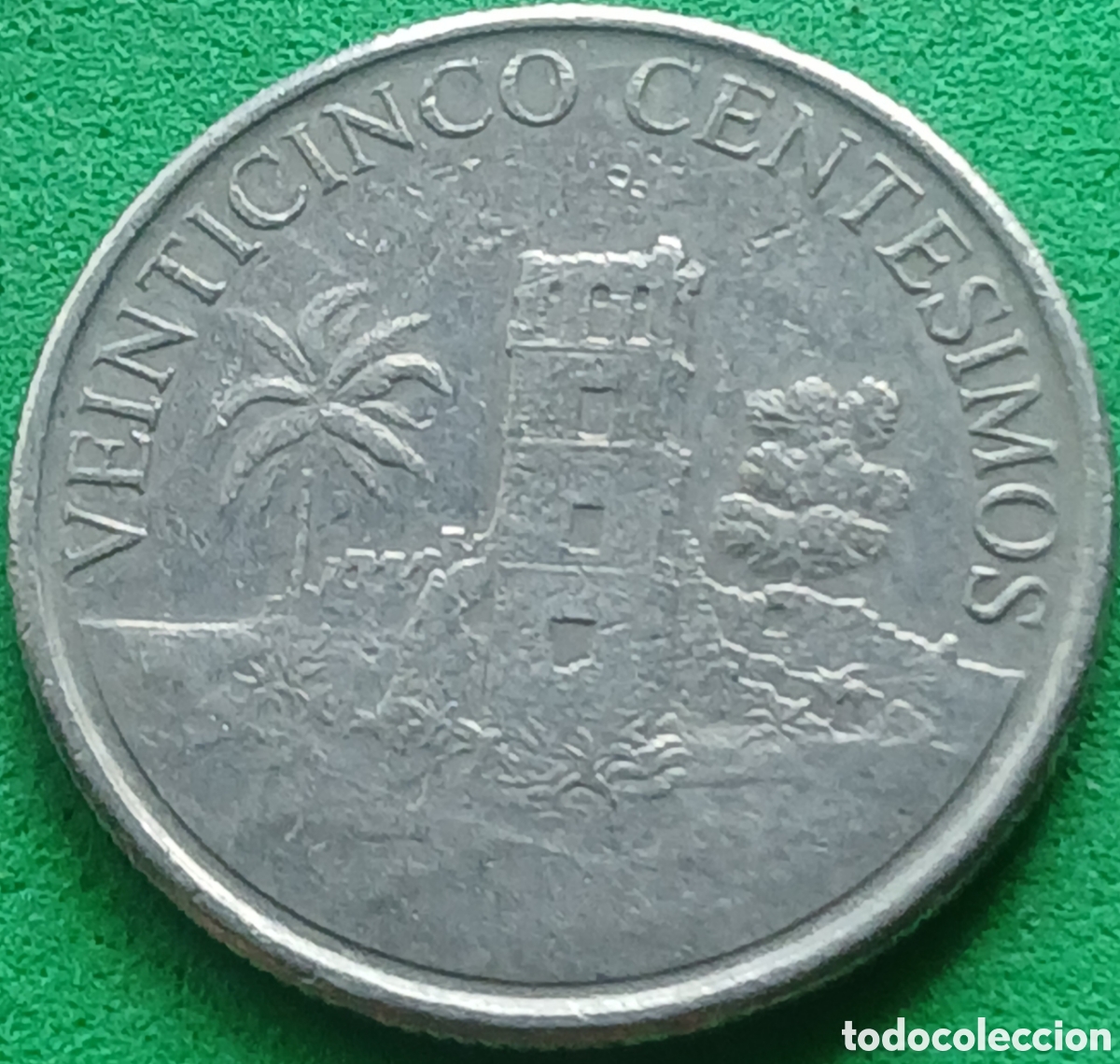 Monedas antiguas de Am&eacute;rica: Panam&aacute; 25 centesimos 2003 km#135 Torre de la Catedral