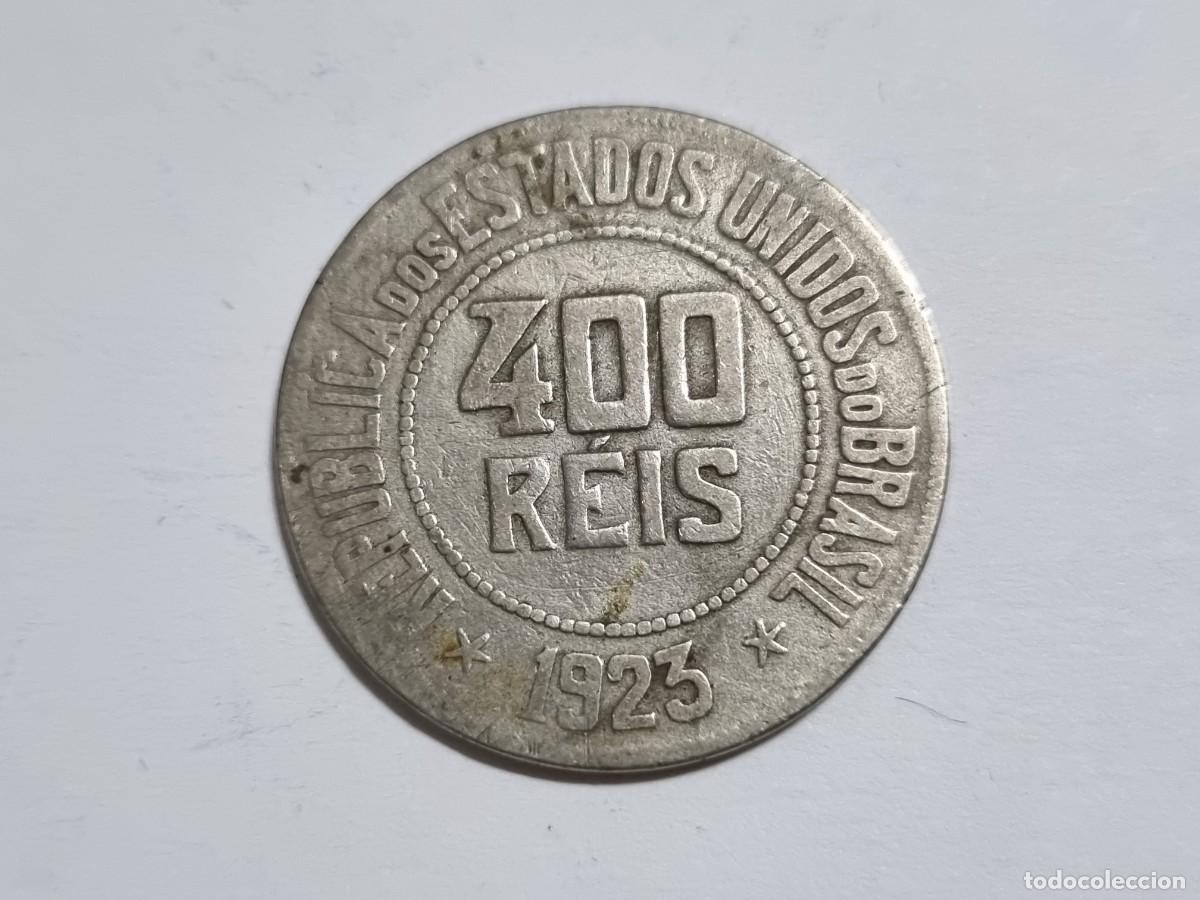 Monedas antiguas de Am&eacute;rica: Antigua Moneda Republica Estados Unidos Brasil 400 Reis 1923 Coleccionista
