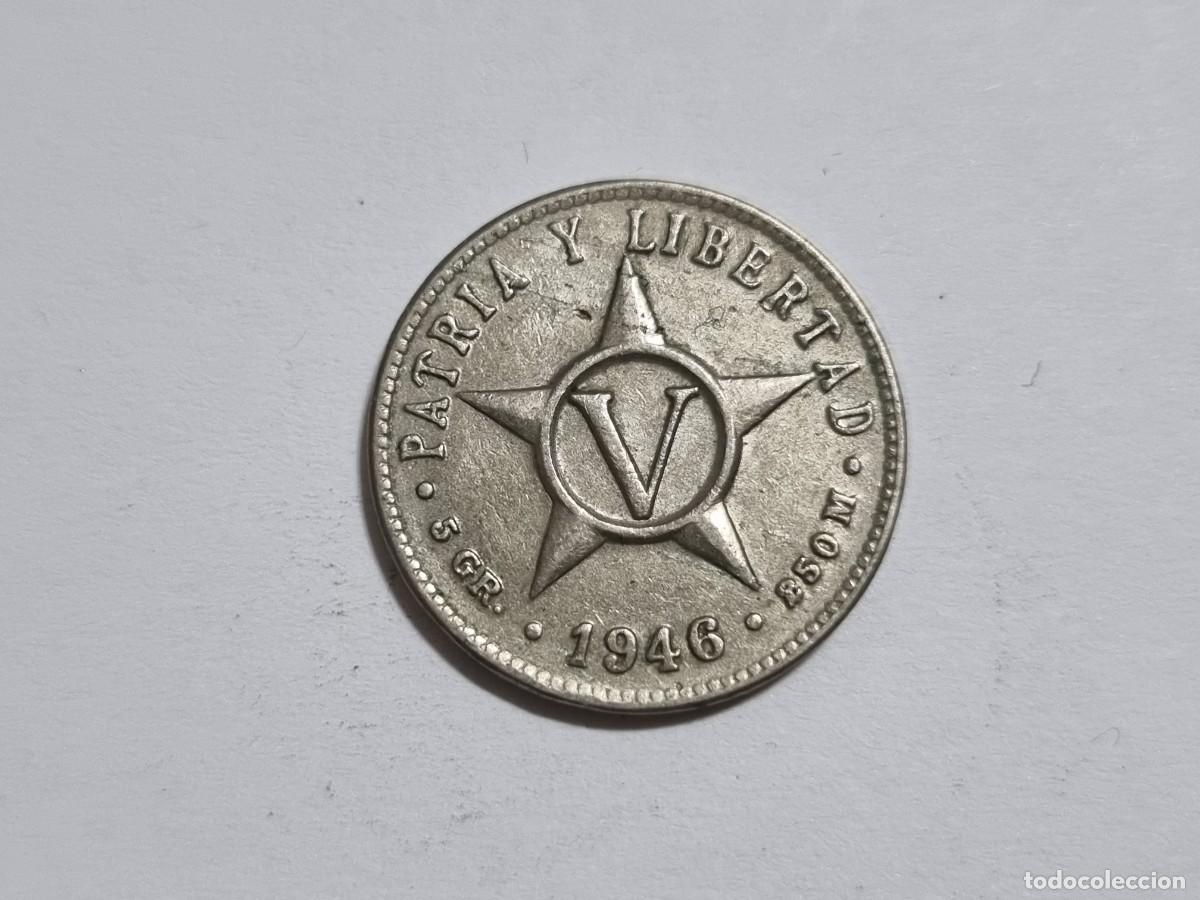 Monedas antiguas de Am&eacute;rica: Antigua Moneda Republica Cubana 5 Centavos 1946 Coleccionismo Coleccionista