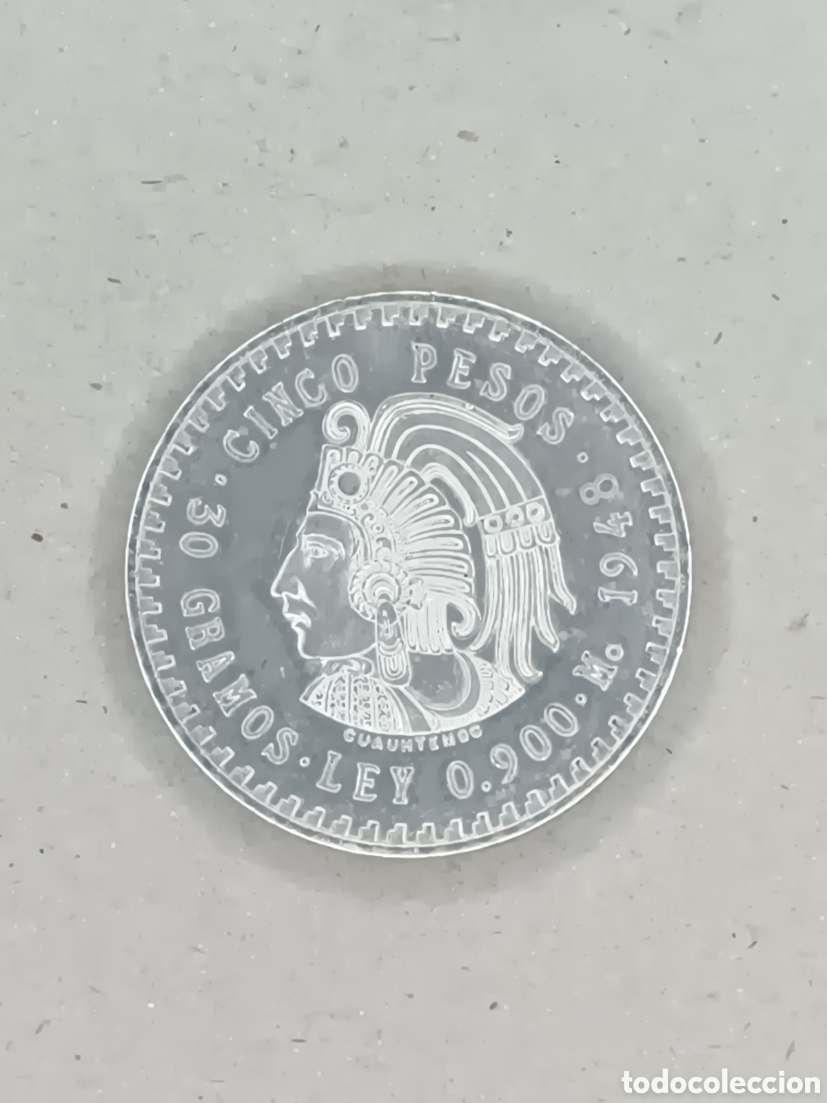 Monedas antiguas de Am&eacute;rica: 1948 LOTE DE 5 MONEDAS DE 5 PESOS MEXICANOS &rdquo;CUAUHT&Eacute;MOC&rdquo;