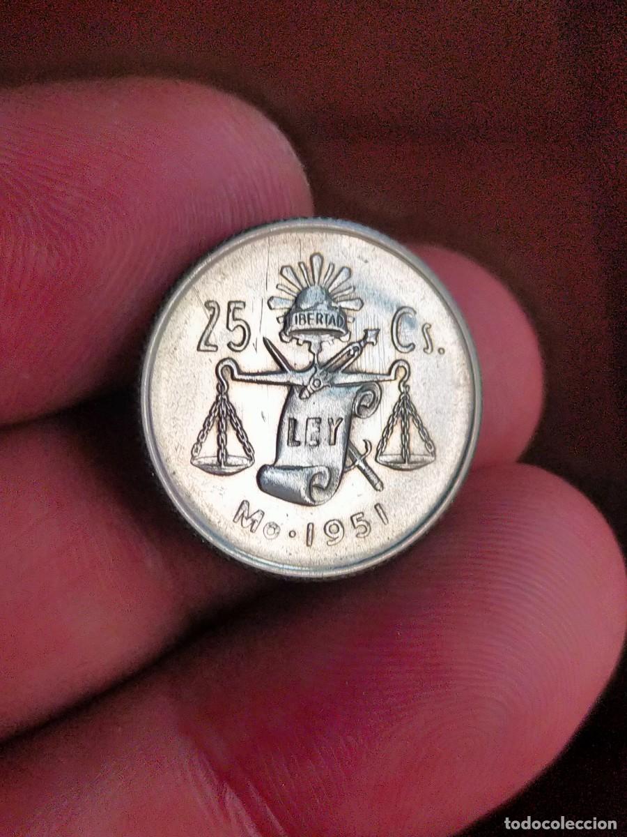 Monedas antiguas de Am&eacute;rica: MONEDA DE 25 VEINTICINCO CENTAVOS MEJICO MEXICO 1951 EXCELENTE CONSERVACION