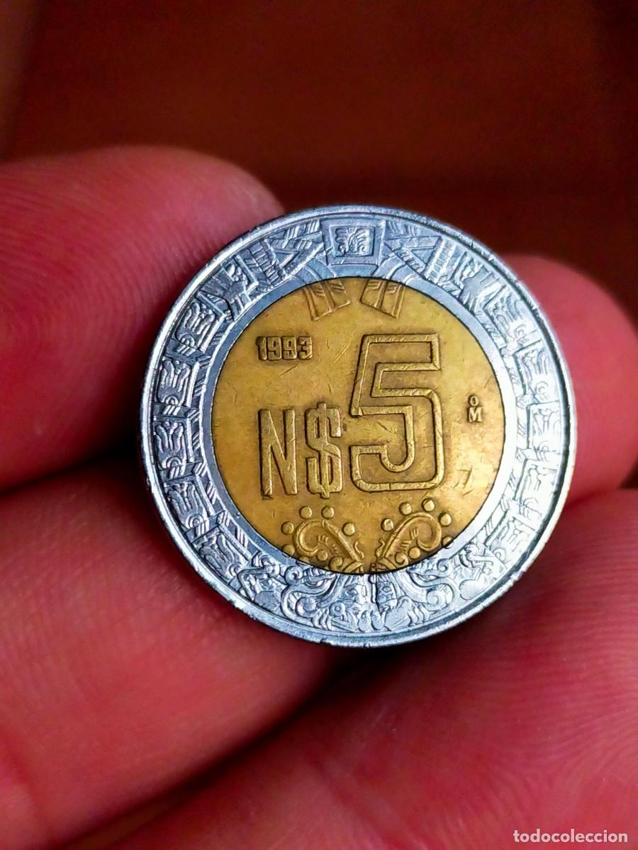 Monedas antiguas de Am&eacute;rica: MONEDA DE 5 CINCO PESOS MEJICO MEXICO 1993 MUY BUENA CONSERVACION
