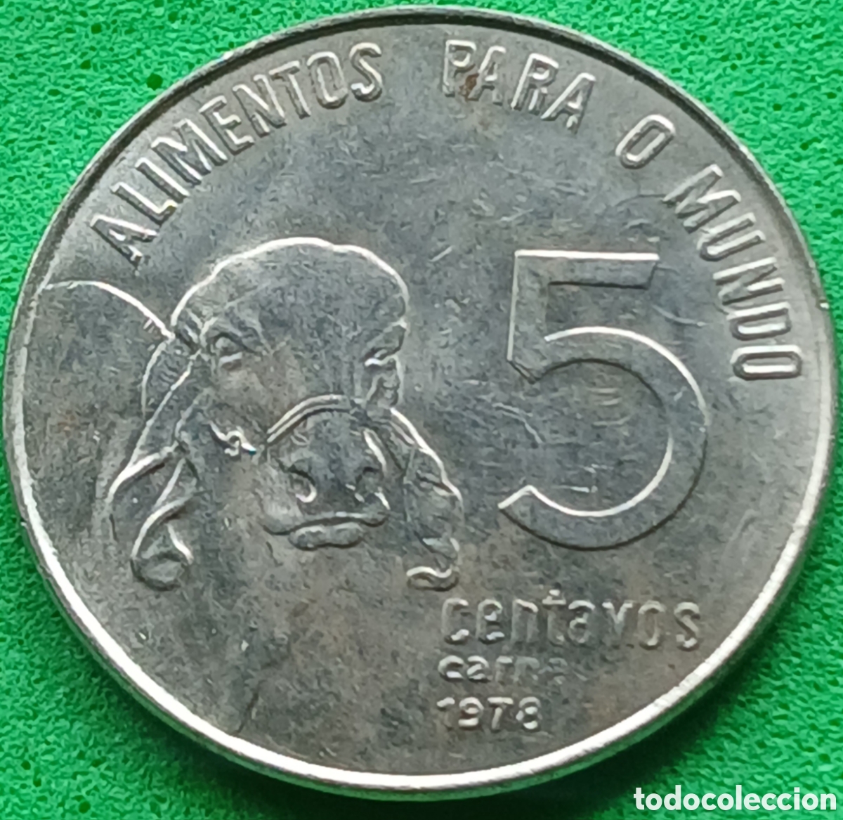 Monedas antiguas de Am&eacute;rica: Brasil 5 centavos 1978 km#587 Ceb&uacute;, FAO. Ondas - RARA (R)!