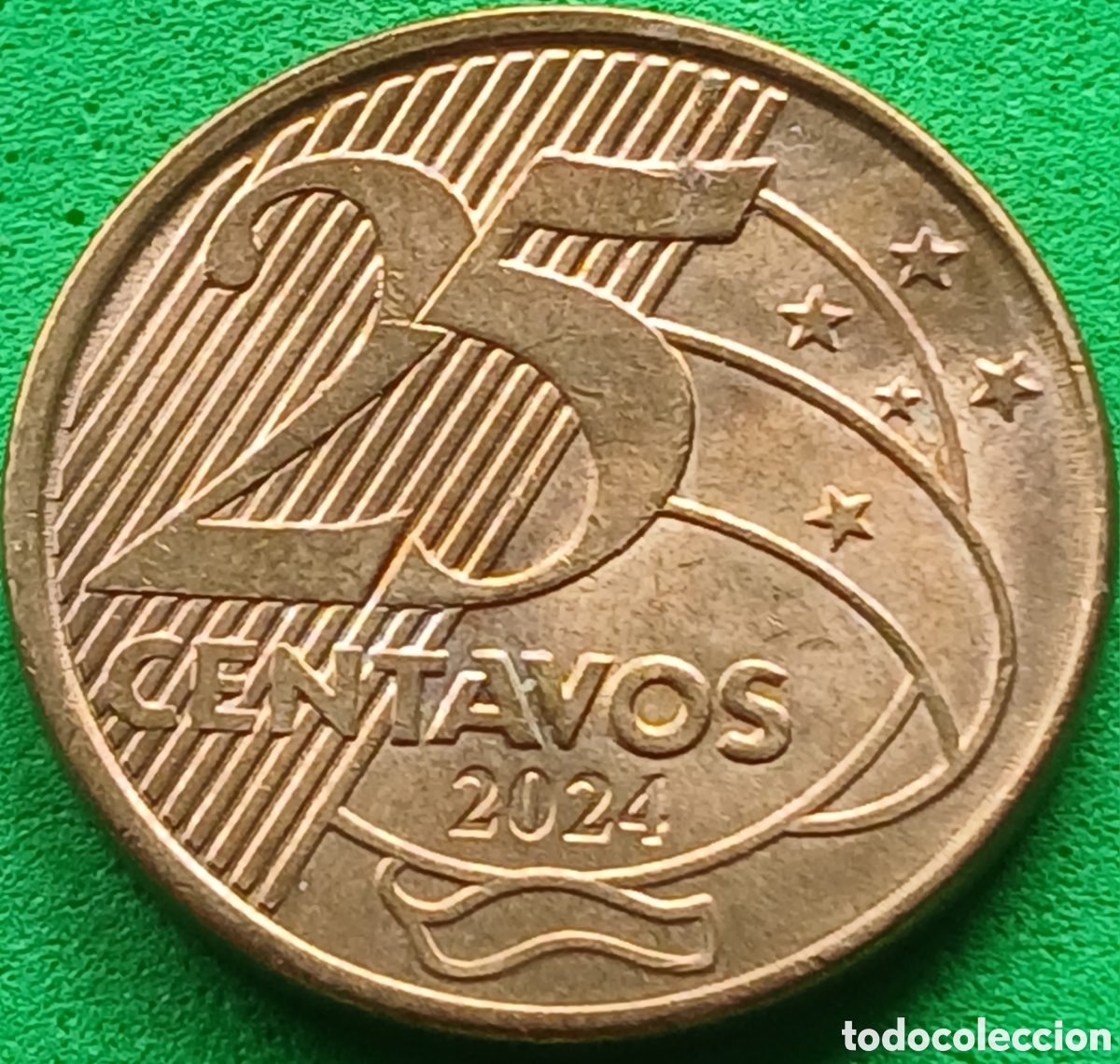 Monedas antiguas de Am&eacute;rica: Brasil 25 centavos 2024 km#650 ESCASA