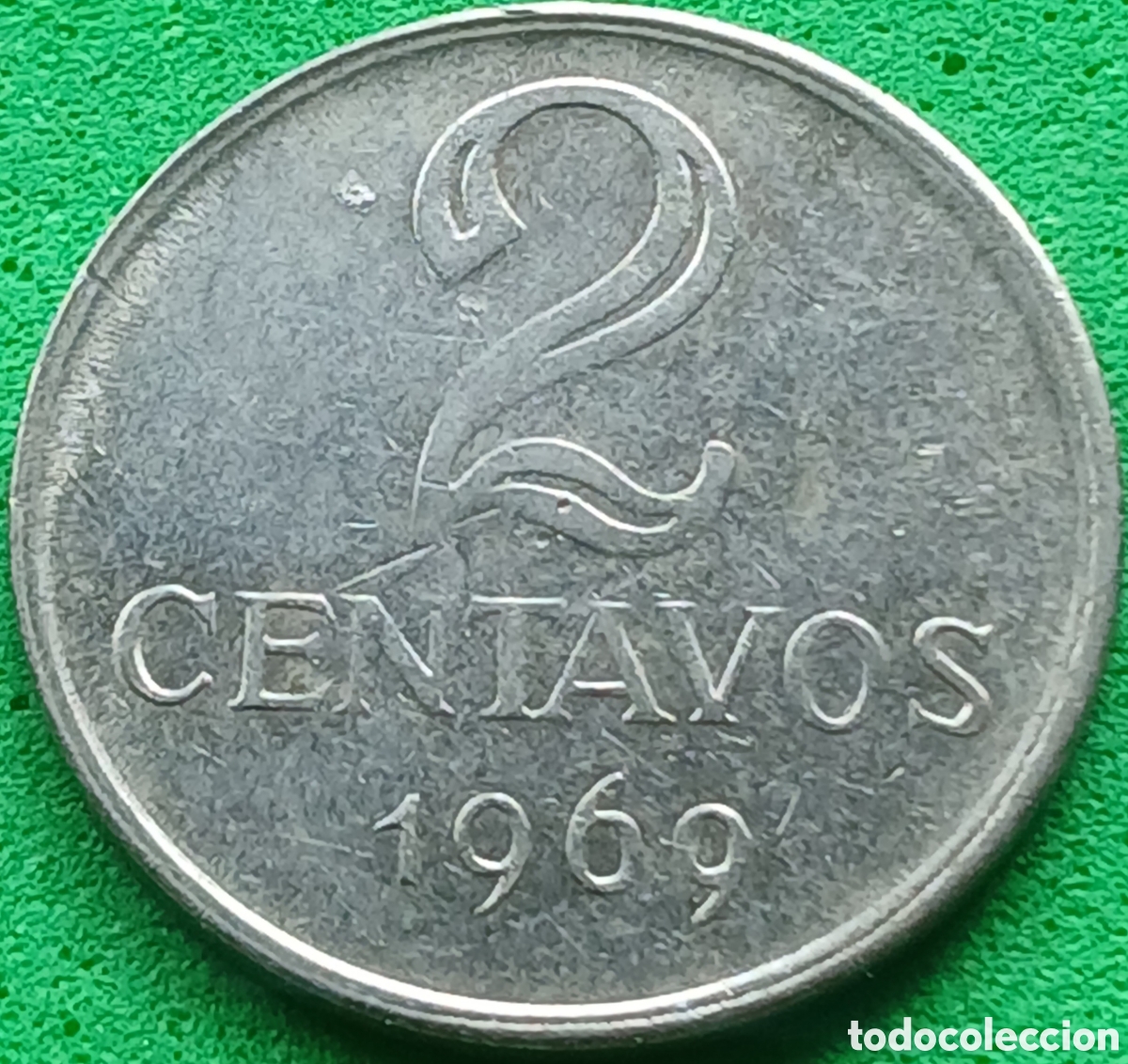 Monedas antiguas de Am&eacute;rica: Brasil 2 centavos 1969 km#576.2