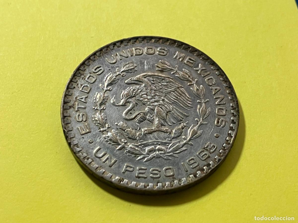 Monedas antiguas de Am&eacute;rica: Moneda de plata de M&eacute;xico - 1 peso - 1963
