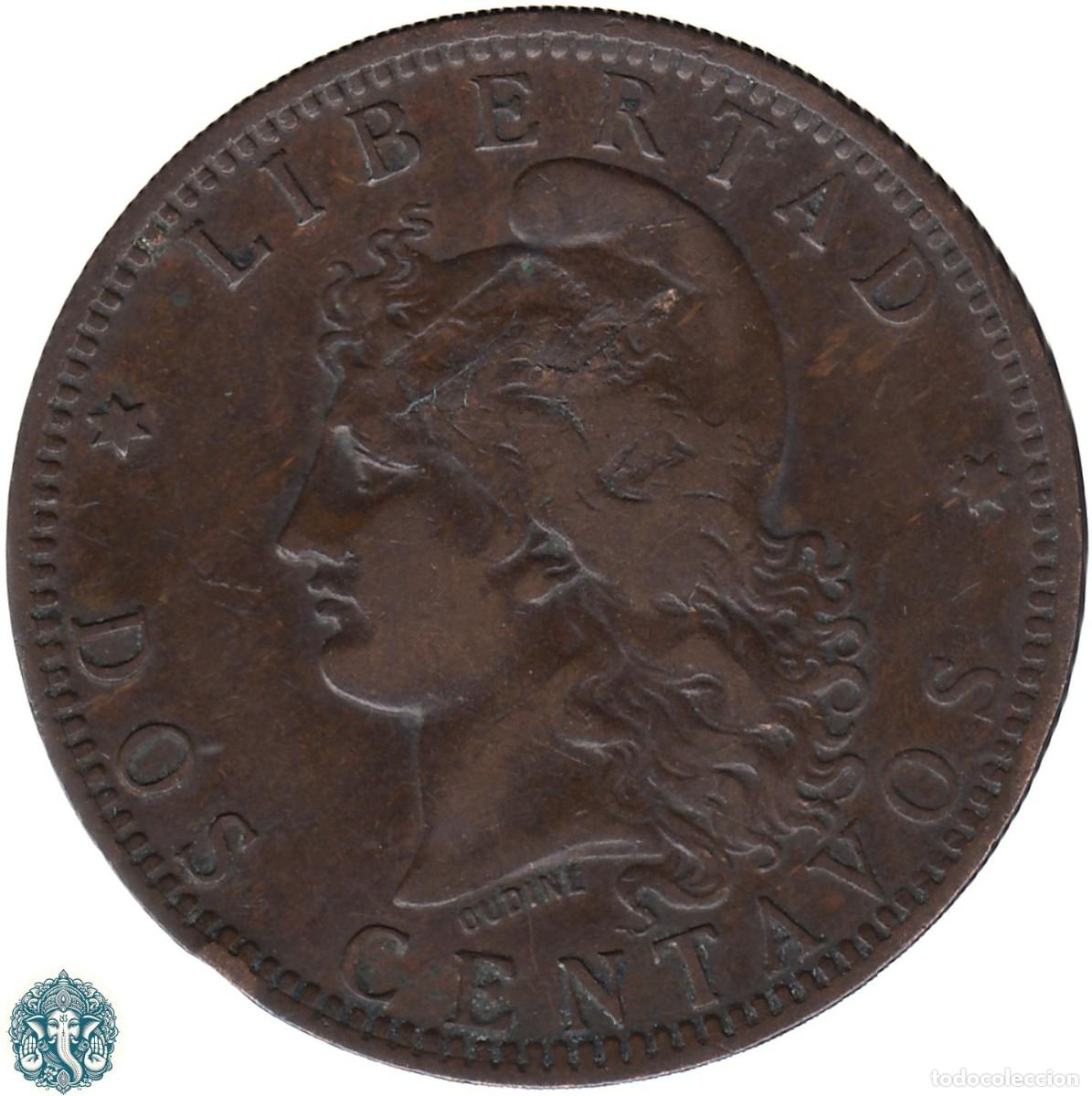 Monedas antiguas de Am&eacute;rica: ARGENTINA 2 Centavos 1890 KM#33