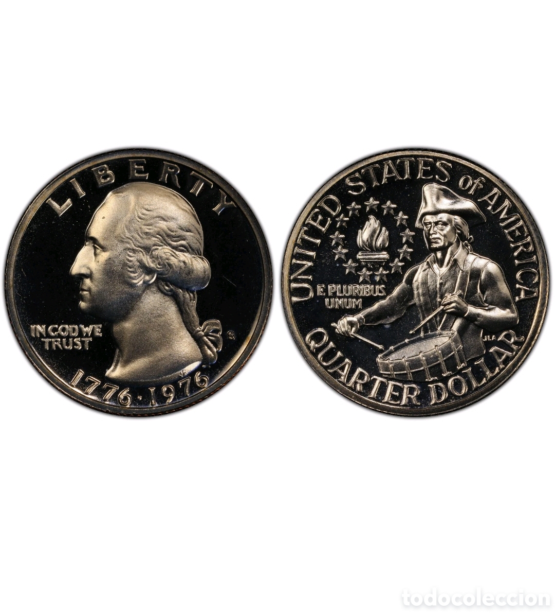 Monedas antiguas de Am&eacute;rica: 1/4 dolar 1976 Washington calidad PROOF. San Francisco.