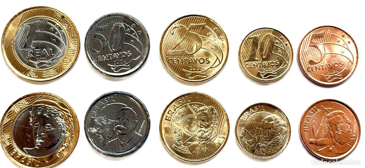 Monedas antiguas de Am&eacute;rica: BRASIL serie 5 monedas 2021 - 2014 desde 5 centavos hasta 1 real
