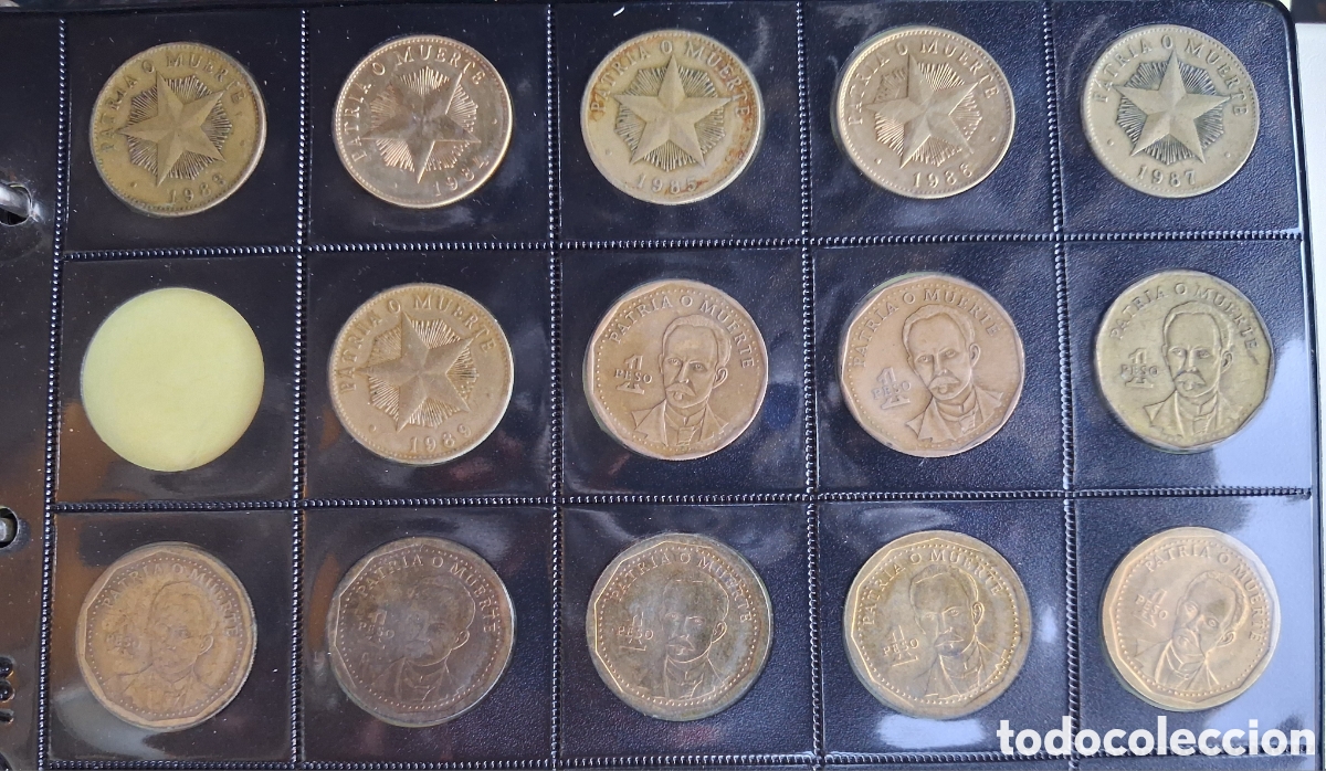 Monedas antiguas de Am&eacute;rica: Lote 14 Monedas 1 Peso Cuba a&ntilde;os diferentes