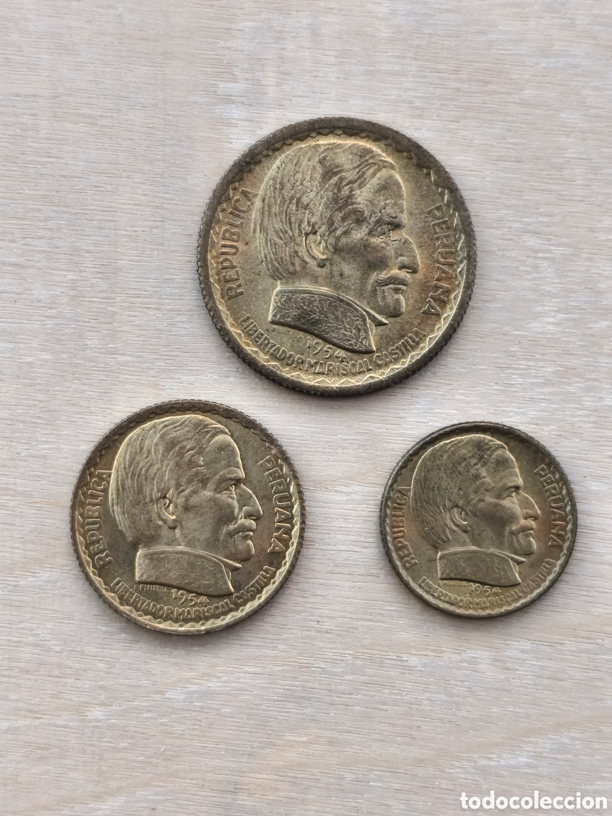 Monedas antiguas de Am&eacute;rica: Lote 3 monedas conmemorativas Per&uacute; 1954
