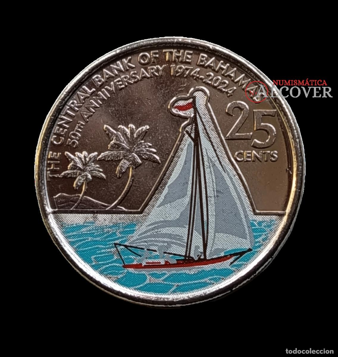 Monedas antiguas de Am&eacute;rica: BAHAMAS 25 C&eacute;ntimos 2024 (2025) 50 Aniversario del Banco Central SC