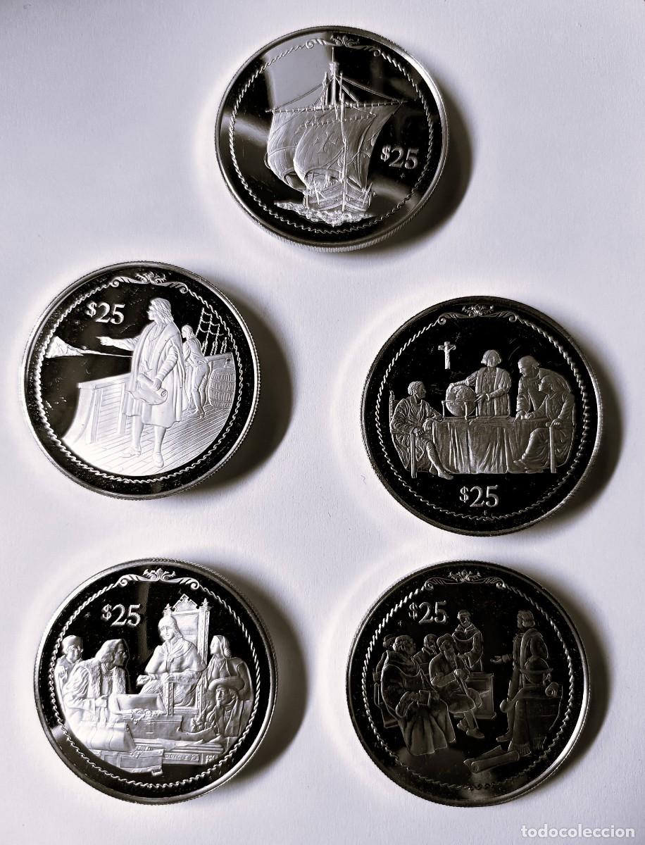 Monedas antiguas de Am&eacute;rica: ISLAS V&Iacute;RGENES BRIT&Aacute;NICAS. 9 MONEDAS DE 25$. PLATA. 1992. &rdquo;DESCUBRIMIENTO DE AM&Eacute;RICA&rdquo;