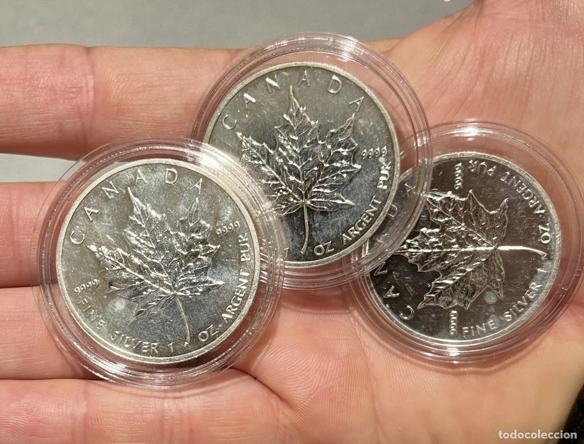 Monedas antiguas de Am&eacute;rica: Lote 3 Onzas Plata Maple Canada