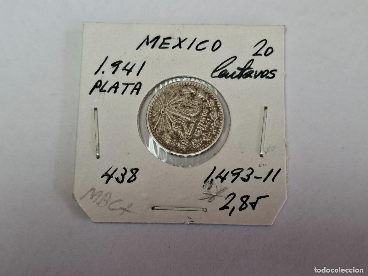 Monedas antiguas de Am&eacute;rica: 20 CENTAVOS de PLATA de 1941 KM 438 MEXICO en MBC+