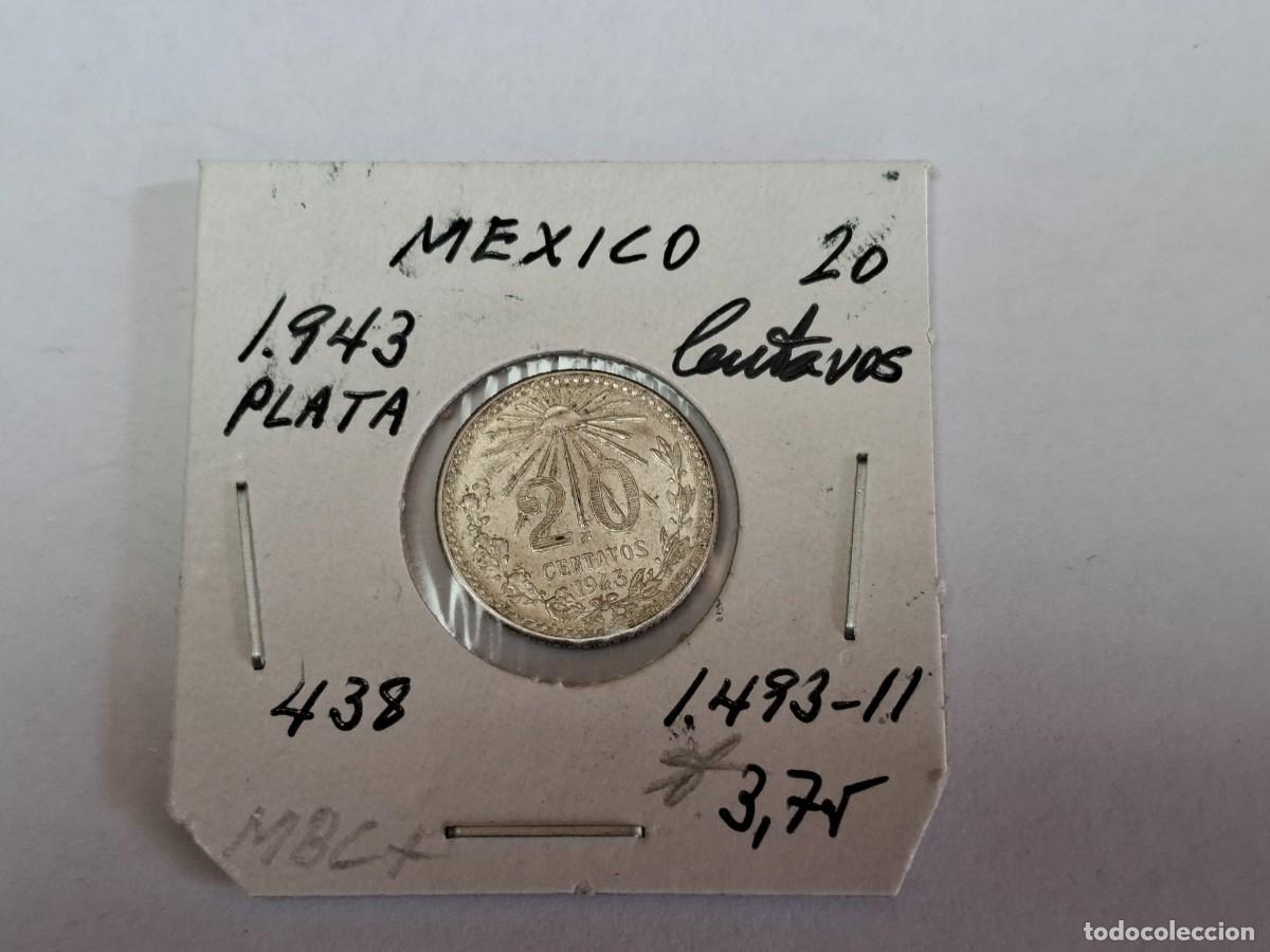 Monedas antiguas de Am&eacute;rica: 20 CENTAVOS de PLATA de 1943 KM 438 MEXICO en MBC+