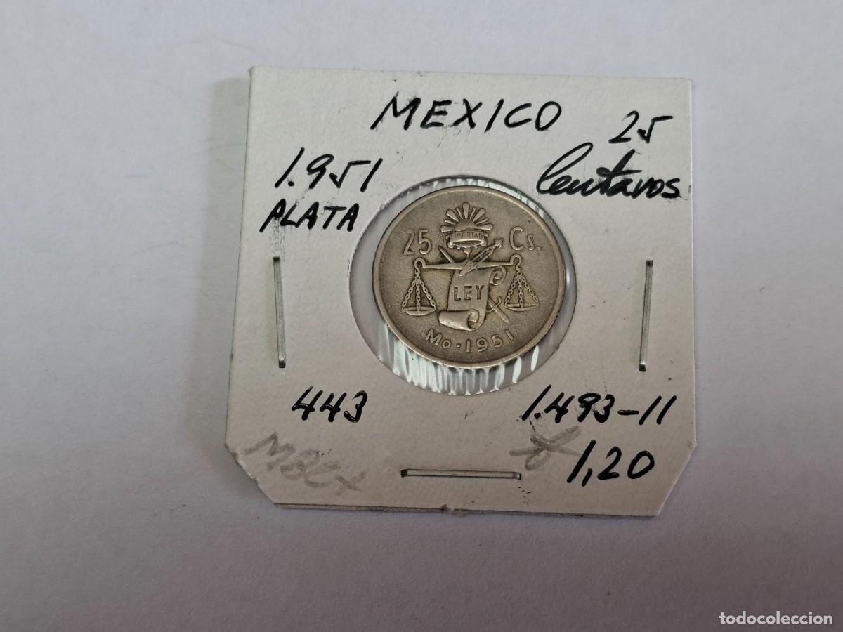 Monedas antiguas de Am&eacute;rica: 25 CENTAVOS de PLATA de 1951 KM 443 MEXICO en MBC+