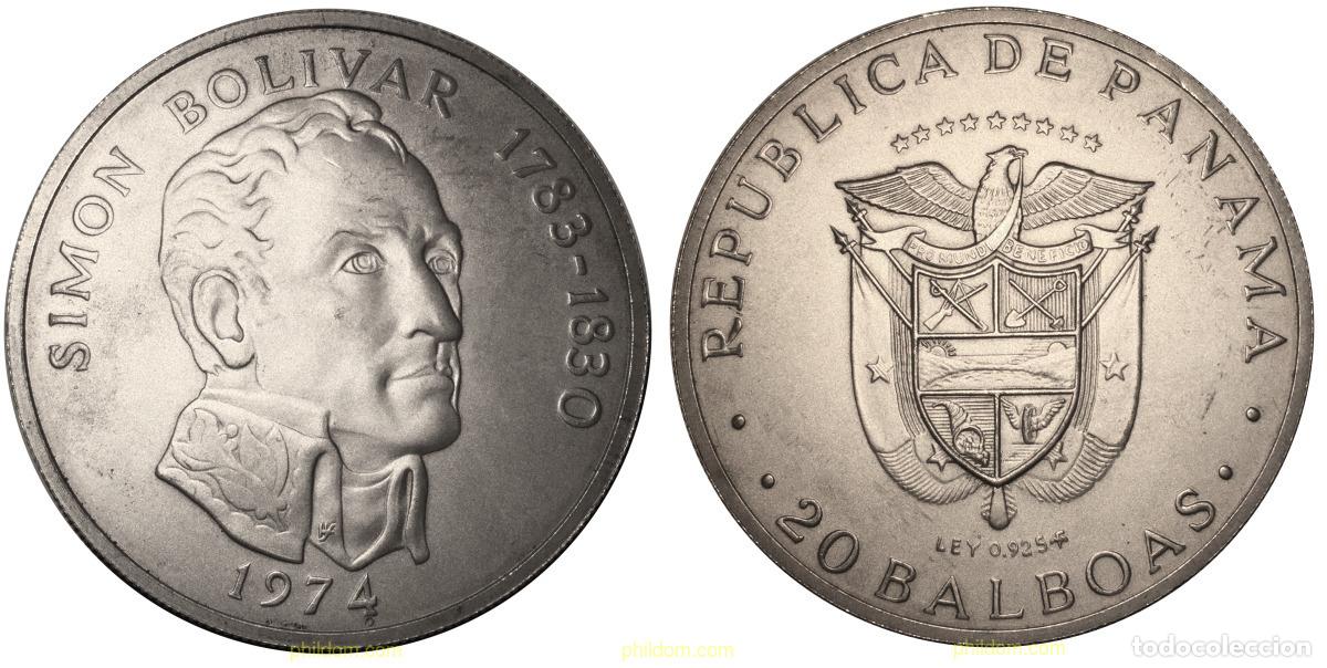 Monedas antiguas de Am&eacute;rica: 4514 PANAMA 1974 20 BALBOAS PANAMA 1974 PLATA
