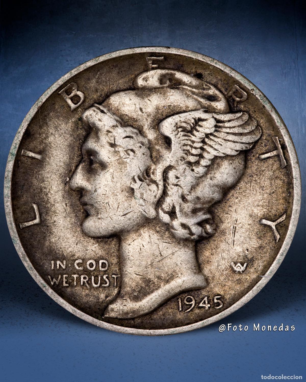 Monedas antiguas de Am&eacute;rica: ONE DIME 1945 EEUU PLATA - Foto 1