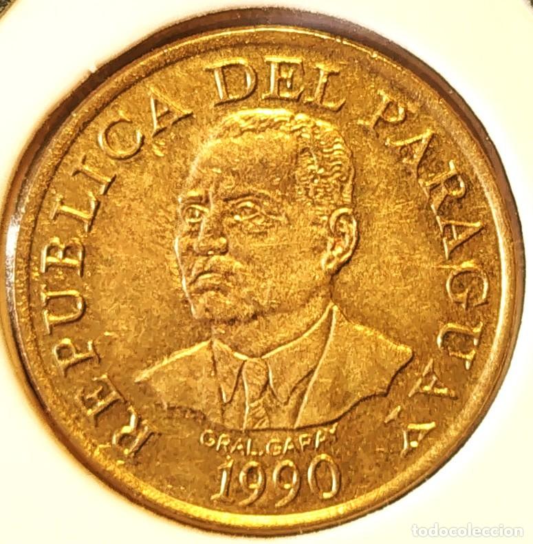 Monedas antiguas de Am&eacute;rica: REPUBLICA DEL PARAGUAY (1944-2020) - 10 GUARANIES 1990 - A - 2,69 GR. ACERO LATONADO - DIAMETRO 19,3
