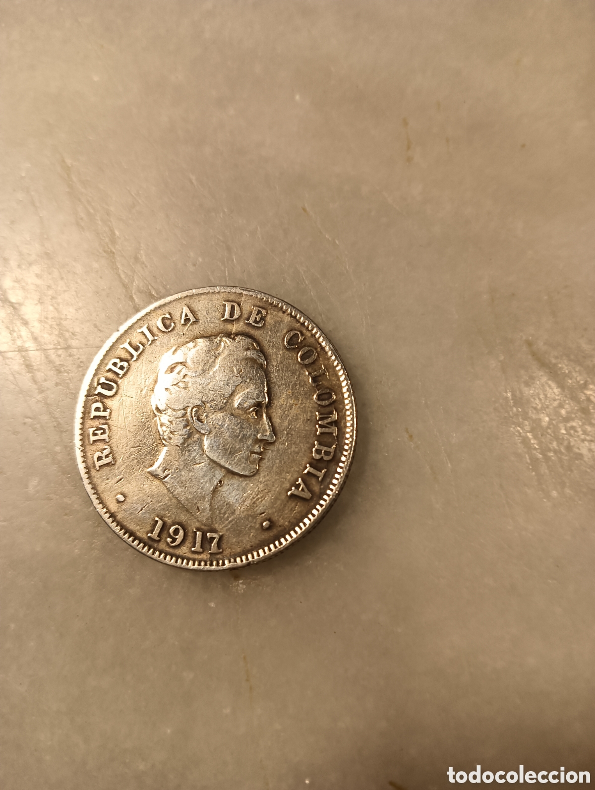 Monedas antiguas de Am&eacute;rica: Moneda de 50 c&eacute;ntimos Colombia 1917