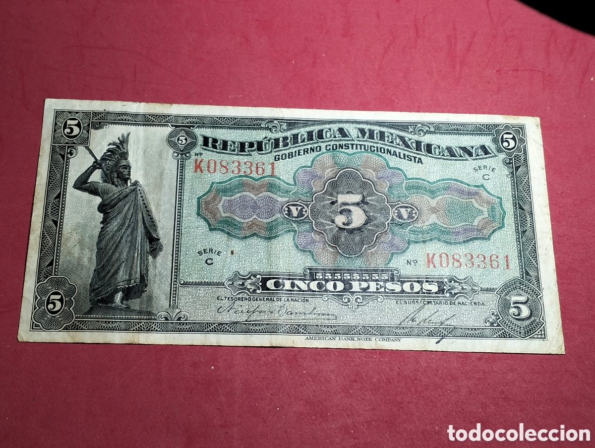 Monedas antiguas de Am&eacute;rica: Republica Mexicana Gobierno Constitucional 5 Pesos