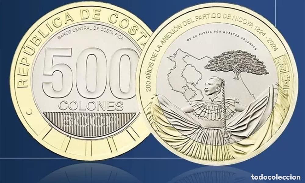 Monedas antiguas de Am&eacute;rica: Costa Rica 500 colones 2024 KM#New bimet&aacute;lica - 200 aniversario de la anexi&oacute;n del Partido de Nicoya