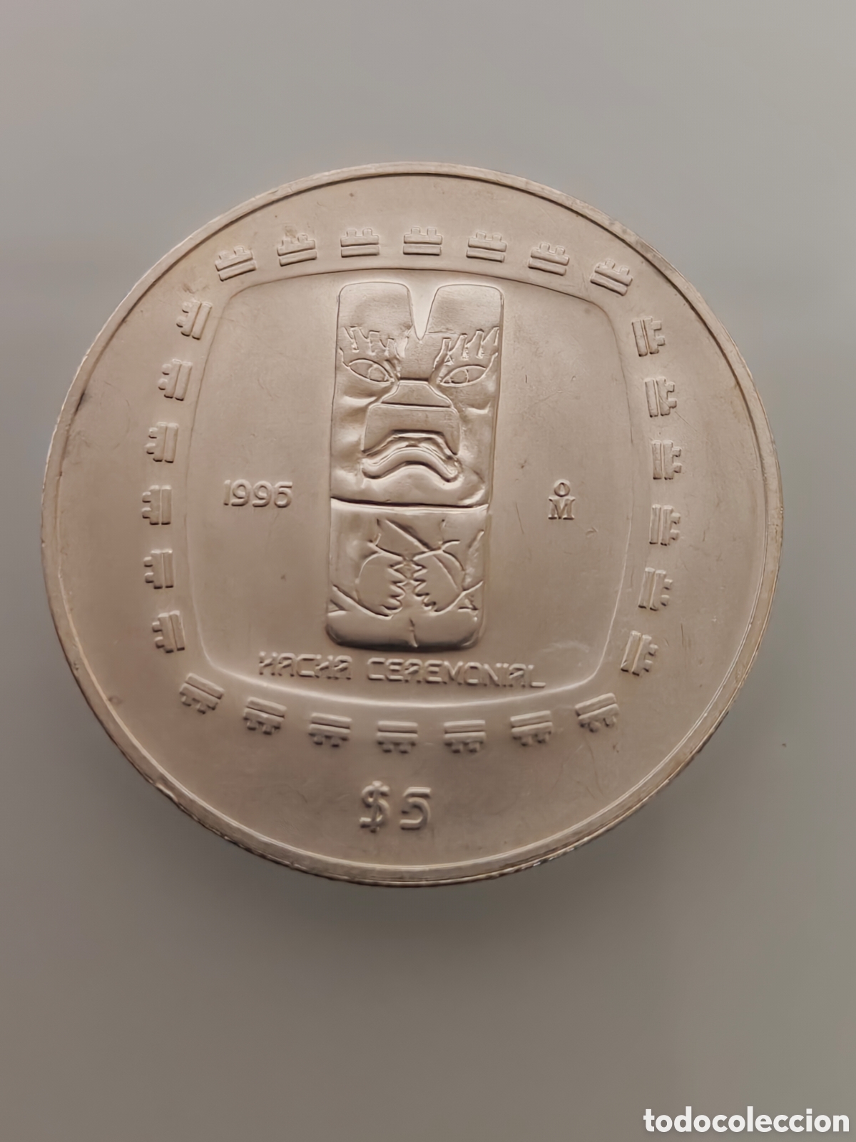 Monedas antiguas de Am&eacute;rica: MONEDA 1 ONZA PLATA 1996 M&Eacute;XICO HACHA CEREMONIAL PRECOLOMBINA 7500u. Dif&iacute;cil