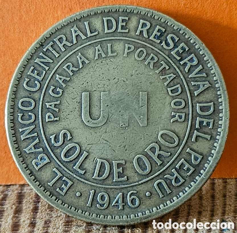 Monedas antiguas de Am&eacute;rica: PER&Uacute;, UN SOL DE ORO, 1946. - Foto 1