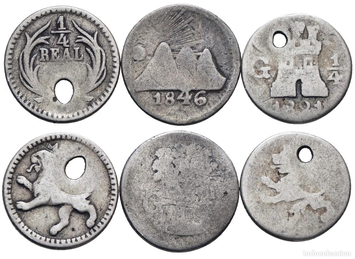 Monedas antiguas de Am&eacute;rica: *** LOTE X 3 MONEDAS DE 1/4 REAL DE GUATEMALA 1821, 1846 Y 1859-1869. PLATA ***
