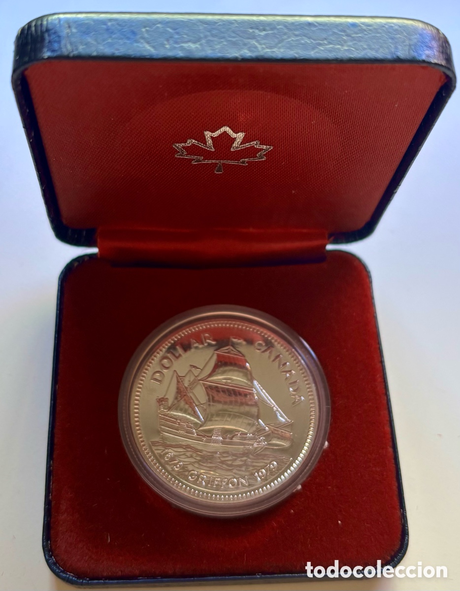 Monedas antiguas de Am&eacute;rica: Moneda PLATA CANAD&Aacute; 1 D&oacute;lar 1979 Griffon. En ESTUCHE. Canada