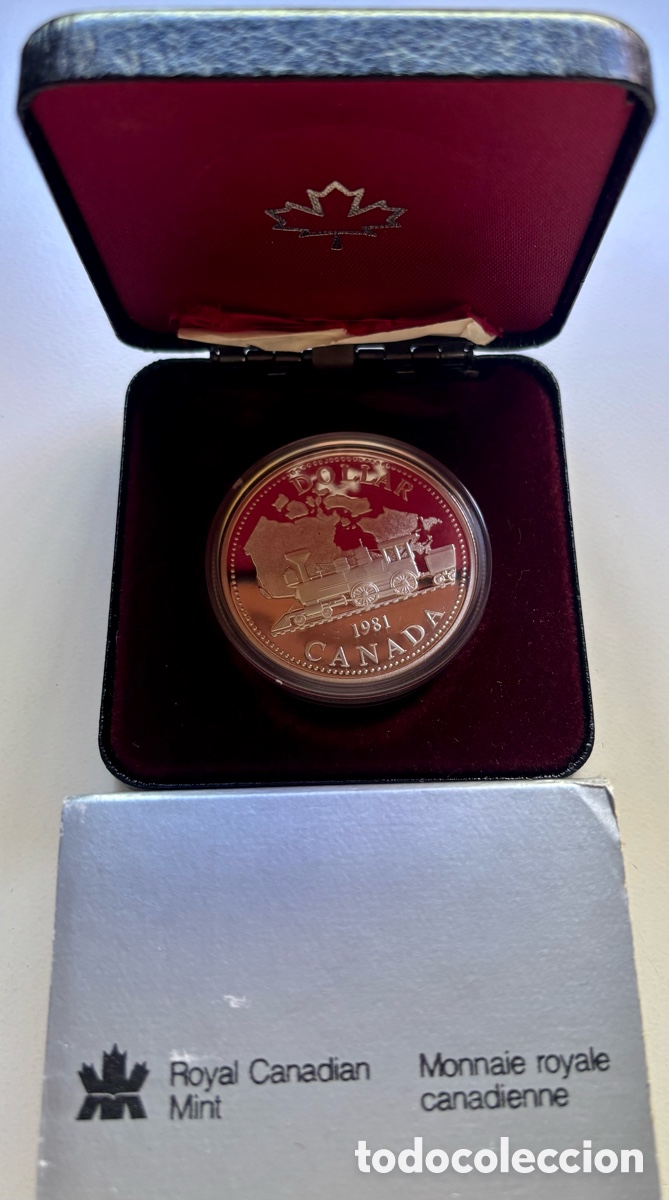 Monedas antiguas de Am&eacute;rica: Moneda PLATA CANAD&Aacute; 1 D&oacute;lar 1981 PROOF. Transcontinental. En ESTUCHE. Canada