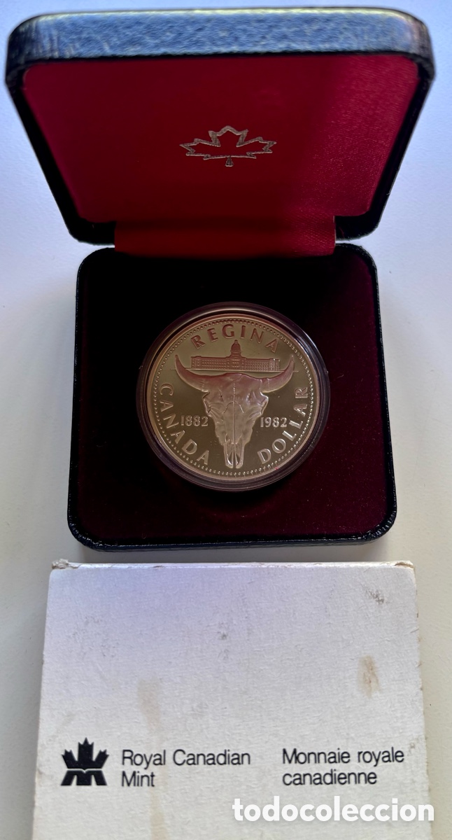 Monedas antiguas de Am&eacute;rica: Moneda PLATA CANAD&Aacute; 1 D&oacute;lar 1982 Regina PROOF. En ESTUCHE. Canada