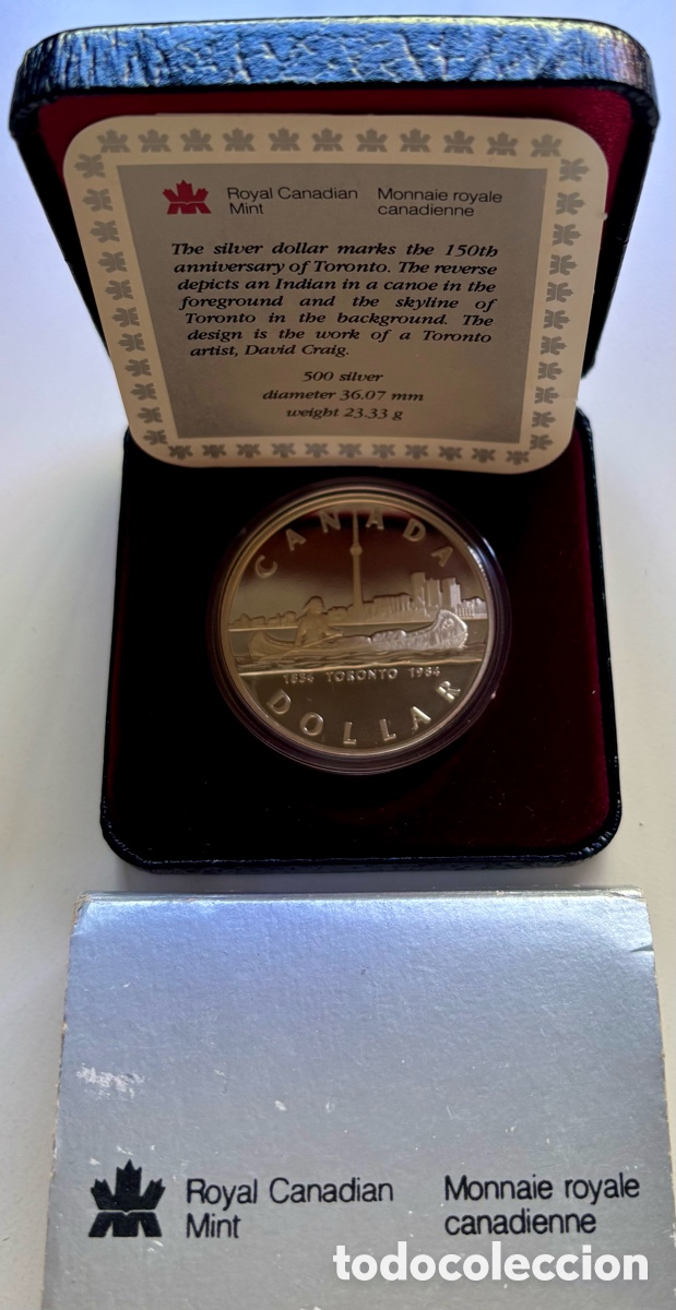 Monedas antiguas de Am&eacute;rica: Moneda PLATA CANAD&Aacute; 1 D&oacute;lar 1984 Toronto PROOF . En ESTUCHE. Canada