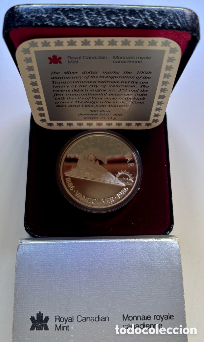Monedas antiguas de Am&eacute;rica: Moneda PLATA CANAD&Aacute; 1 D&oacute;lar 1986 Vancouver PROOF. En ESTUCHE . Canada