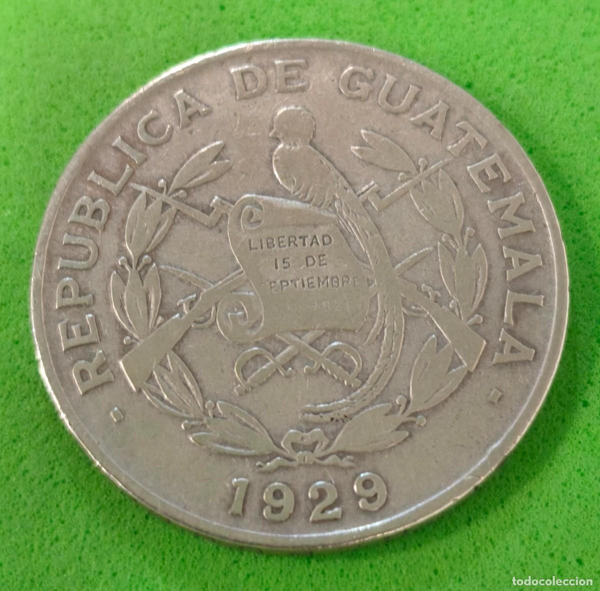 Monedas antiguas de Am&eacute;rica: GUATEMALA. A&Ntilde;O 1929. 1/4 QUETZAL PLATA (720). PESO 8,2 GR