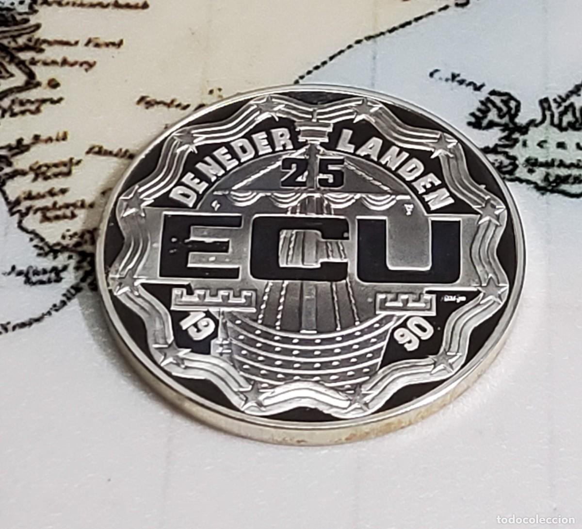 Monedas antiguas de Am&eacute;rica: 25 ECUS DE PLATA DE HOLANDA DE 1990. PROOF - Foto 2