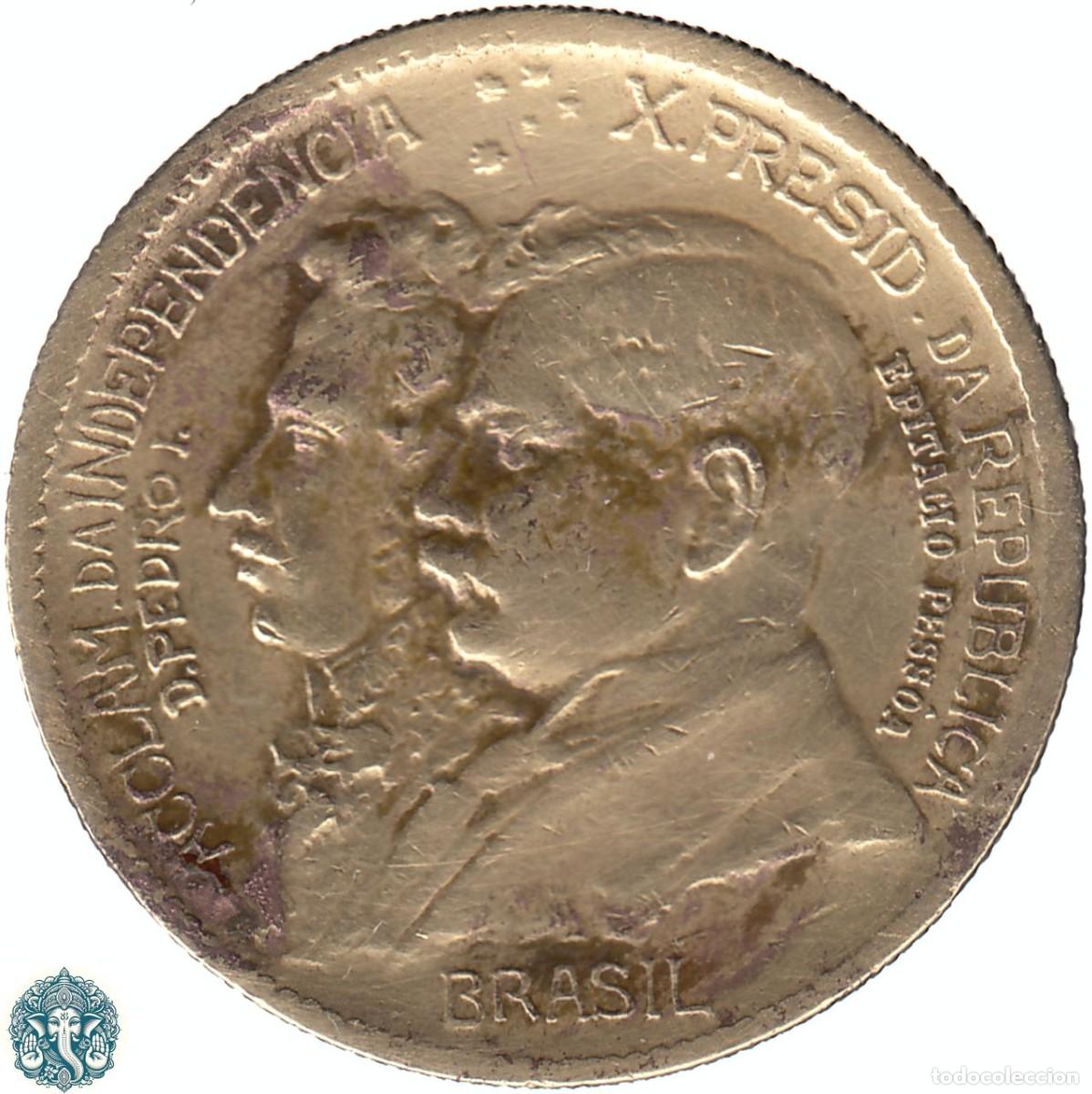 Monedas antiguas de Am&eacute;rica: BRASIL 1000 Reis 1922 Centenario de la Independencia de Brasil KM#522