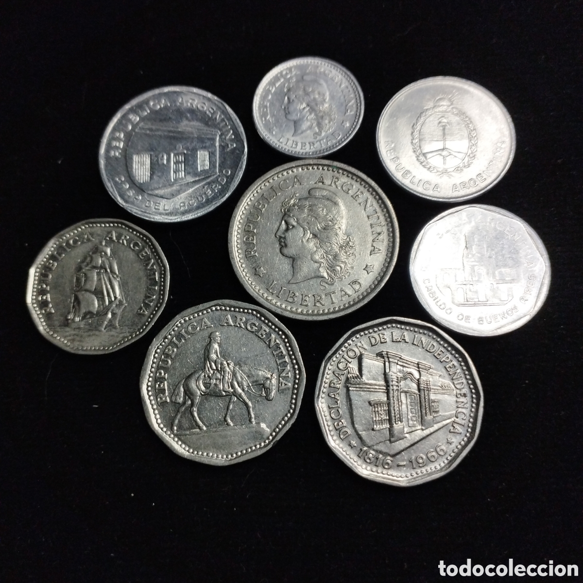 Monedas antiguas de Am&eacute;rica: Lotex8 monedas . Republica Argentina. Varios valores y fechas.