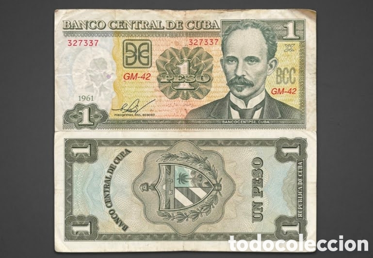 Monedas antiguas de Am&eacute;rica: Billete 1 Peso Cuba 1961 - Jos&eacute; Mart&iacute; - Serie GM - &Eacute;poca Revolucionaria Temprana
