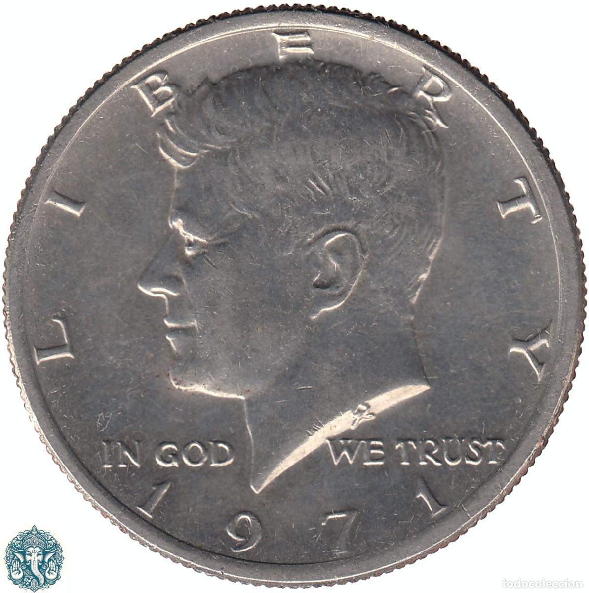 Monedas antiguas de Am&eacute;rica: ESTADOS UNIDOS &frac12; Medio Half D&oacute;lar 1971 Kennedy Ceca Sin Marca KM#202b