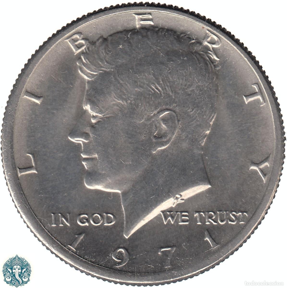 Monedas antiguas de Am&eacute;rica: ESTADOS UNIDOS &frac12; Medio Half D&oacute;lar 1971 Kennedy Ceca Sin Marca KM#202b