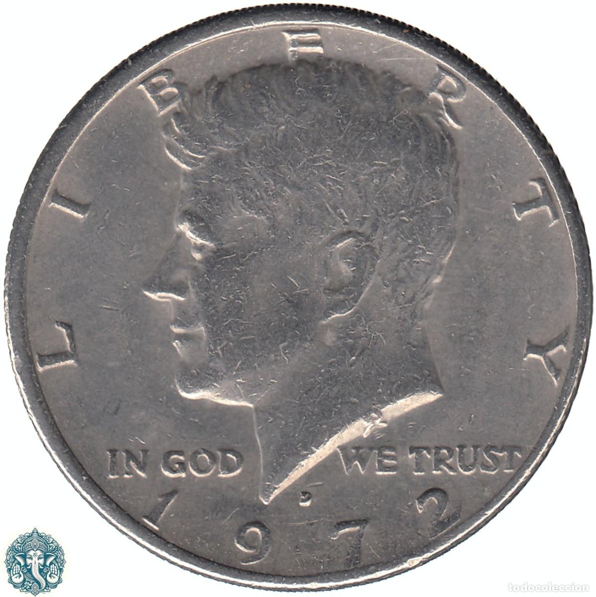 Monedas antiguas de Am&eacute;rica: ESTADOS UNIDOS &frac12; Medio Half D&oacute;lar 1972 Kennedy Ceca D (Denver) KM#202b