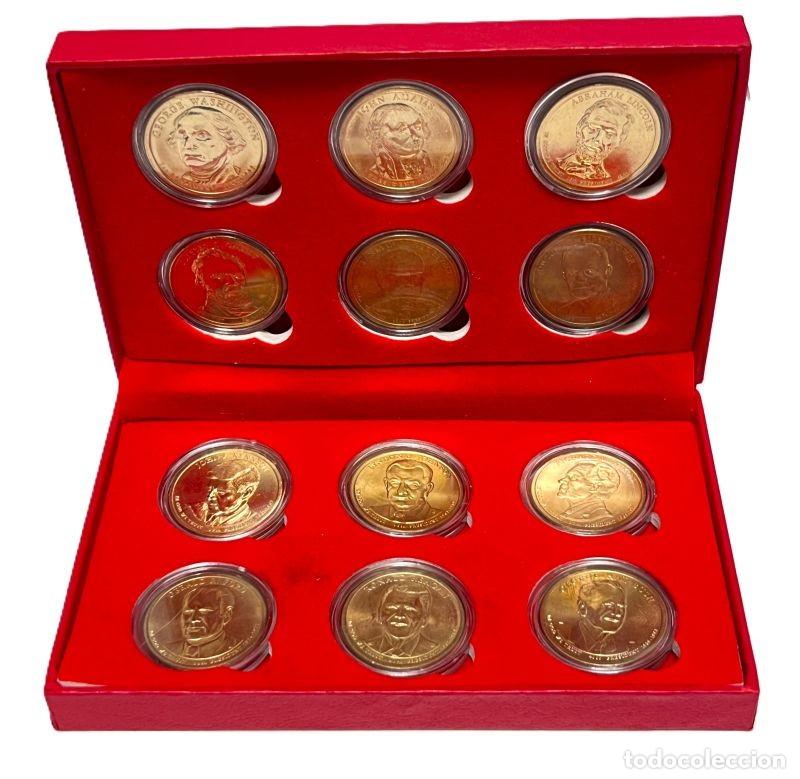 Monedas antiguas de Am&eacute;rica: SET 12 MONEDAS DE ESTADOS UNIDOS: DOCE D&Oacute;LARES PRESIDENCIALES AMERICANOS USA, VALOR 1$ (AG 42)