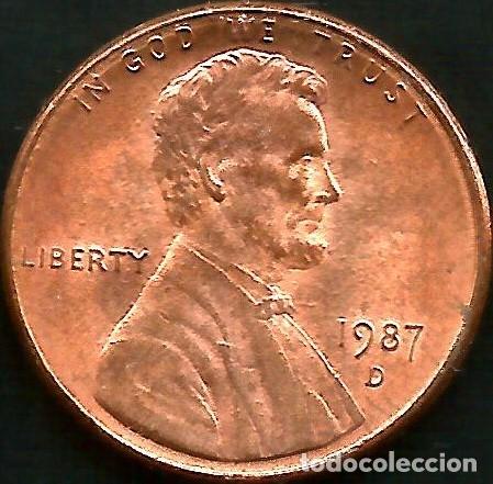 Monedas antiguas de Am&eacute;rica: E.E.U.U. 1987 - CECA D - 1 CENT - KM 201b - CIRCULADA - Foto 1