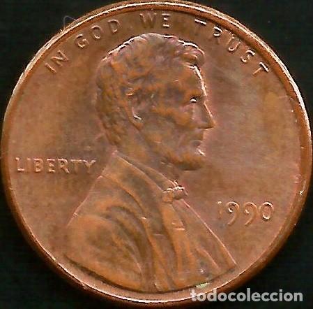 Monedas antiguas de Am&eacute;rica: E.E.U.U. 1990 - SIN CECA - 1 CENT - KM 201b - CIRCULADA - Foto 1