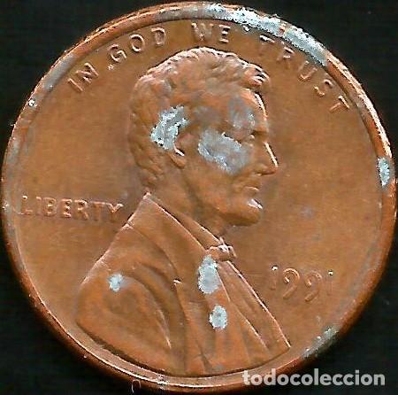Monedas antiguas de Am&eacute;rica: E.E.U.U. 1991 - SIN CECA - 1 CENT - KM 201b - CIRCULADA - Foto 1