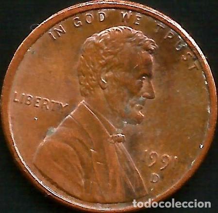 Monedas antiguas de Am&eacute;rica: E.E.U.U. 1991 - CECA D - 1 CENT - KM 201b - CIRCULADA - Foto 1